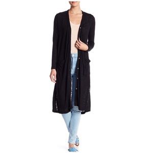 Splendid Long Line Knit Cardigan Black